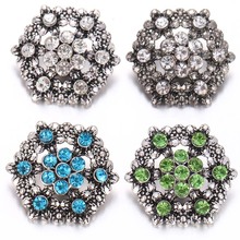 10pcs/lot  Snap Jewelry Crystal Flower Metal 18MM Snap Buttons Fit DIY OEM Snap Bracelets For Women wholesale price 2024 - buy cheap