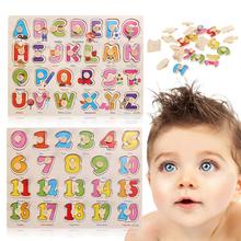 Детские ручные деревянные игрушки, детские познавательные буквы с номером, развивающие игрушки Монтессори для раннего обучения, деревянный пазл, игрушки в подарок 2024 - купить недорого