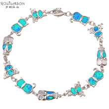 Cat Cute Wholesale & retail  Blue fire Opal Stamped Silver Stamped Fashion Jewelry Bracelets nice gifts OB026 2024 - buy cheap