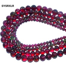 Contas redondas soltas para fabricação de joias, contas em cristal vermelho para pulseira compatível com pingentes diy 6 8 10 mm 2024 - compre barato