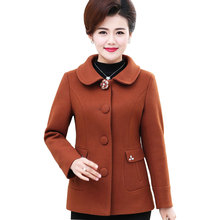 New Women Short Woolen Coat Elegant  Fashion Autumn Winter Solid Woolen Coat Middle-Aged Female Tops Outerwear Jacket Plus Size 2024 - buy cheap