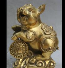 Chinese Feng Shui Brass Zodiac Year Pig Fu Swine Animal hog Statue Sculpture 2024 - buy cheap