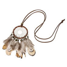 2020 Hot sale DIY Retro Handmade Dreamcatcher Feathers With Bead Long Chain Necklace Indian ethnic style Feather Necklace цепь 2024 - buy cheap