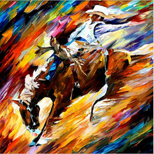 Pintura al óleo de Cowboy para decoración del hogar, cuadro de caballo abstracto moderno pintado a mano, lienzo sin marco, imágenes para decoración del hogar 2024 - compra barato