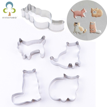 5pcs/lot Stainless Steel Cat Cookie Mould Fondant Baking Tools Cake Cookie Biscuit Cutter  Mould Pastry Baking Tools  LYQ 2024 - buy cheap