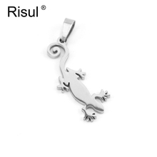 50pcs jewelry lizard gecko Pendant mirror double sides polished stainless steel diy Necklace Pendants for men wholesale price 2024 - buy cheap