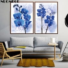 NUOMEGE-pintura en lienzo de Violeta nórdica, pósteres con flores e impresiones, flores azules, planta decorativa, arte de pared para decoración para sala de estar 2024 - compra barato