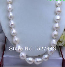 Оптовая продажа, бесплатная доставка> подлинное ожерелье из белого барочного жемчуга akoya 13-15 мм, 18 дюймов 2024 - купить недорого