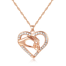 Mon & Baby Hand Hollow Zirconia Heart Pendants Necklaces Rose Gold Chain Necklaces Fashion Jewelry Mother's Day Gifts for Women 2024 - buy cheap
