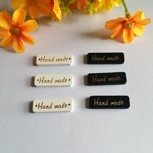 Placa de madera tallada "hecha a mano" rectangular, botones de madera blanca, 2 agujeros, 10x30mm, manualidades para álbum de recortes, accesorios de costura DIY, 200 Uds. 2024 - compra barato