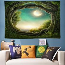 Tapiz con agujero de árbol de la naturaleza, tapiz colgante de pared, Luna, decoración 3D para el hogar, arte de pared, Alfombra de pared Bohemia, fondo de tela, 2019 2024 - compra barato
