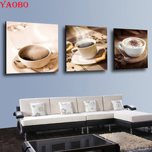 Juego de 3 uds de pintura de mosaico cuadrado/redondo 5d diy de café té 3d bordado punto de cruz moderno decorativo 2024 - compra barato