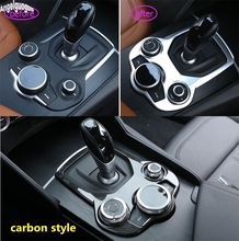 ABS Carbon Fiber Style chrome Car Interior Center Console Gear Shift Panel Cover Sticker For Alfa Romeo Giulia Stelvio Sequins 2024 - buy cheap