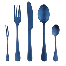 Роскошные высококачественные 4/5 штук синие столовые приборы из нержавеющей стали набор Европейской посуды нож для стейка Черный Фруктовый вилка Посуда Набор для ужина 2024 - купить недорого