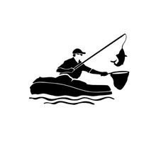 Индивидуализированные автомобильные наклейки 13,7*9,8 см, виниловые Мультяшные наклейки для речной рыбалки и активности на мотоцикле, черные/серебряные Фотообои 2024 - купить недорого