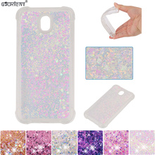 Capa de silicone macia para samsung galaxy j7 pro 2017, capa bumper de areia movediça líquida dinâmica com brilho e glitter 2024 - compre barato