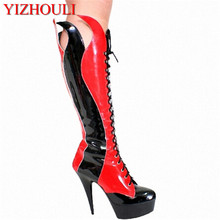 15 cm high boots women 6 inches fashion motorcycle boots, sexy model party performance boots 2024 - buy cheap