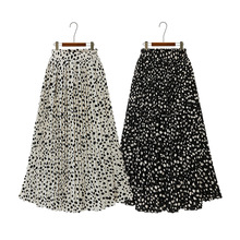 2019 European station summer new chiffon polka dot half- skirt female high waist large penny long size A-line skirt women 2024 - buy cheap