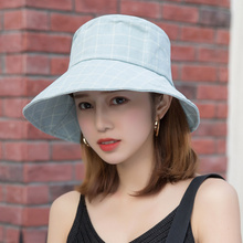Летняя Солнцезащитная шляпа для женщин, защита от солнца, защита от ультрафиолета, Солнцезащитная дышащая шапка, женская модная клетчатая шапка для рыбаков H237 2024 - купить недорого