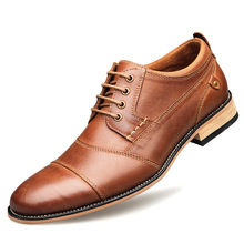 Мужские классические туфли из натуральной кожи, коричневые деловые туфли ручной работы, на шнуровке, свадебная обувь, большие размеры, осень 2021 2024 - купить недорого