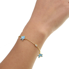 Elegante moda de Color azul, gota de aceite esmaltada abalorio floral, pulseras joyería CZ para mujeres y niñas, regalo de joyería para niños, Pulseiras 2024 - compra barato