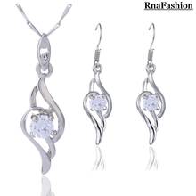 Wholesale Crystal Jewelry Sets Cubic Zirconia Pendants Necklaces Dangle Earring Silver Plated Classic Style For Women Girls 2024 - buy cheap