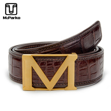 McParko Genuine Leather Crocodile Belt Men Luxury Brand M Buckle Alligator Belt Brown Business Man Belts Birthday Gift for Male 2024 - buy cheap