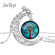 SUTEYI-collar Vintage con estilo de Luna para mujer, cadena con colgante de árbol de la vida de vidrio para mujer, joyería para niña 2021 2024 - compra barato