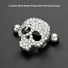 2pc Sparkling Skull Nipple Piercing Nipple Ring Surgical Steel Helix Piercing Earrings Sexy Women Nipple Jewelry Private Party 2024 - buy cheap