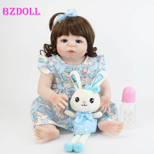 55cm Full Silicone Reborn Baby Doll For Girl Lifelike Vinyl Newborn Princess Bebe Bathe Toy Lovely Birthday Gift 2024 - buy cheap