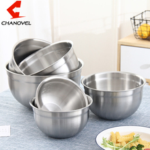 CHANOVEL Deep 304 Stainless Steel Sanding Mixing Bowls with Scale Egg Beating Pan Salad Bowl Kitchen Tools for Baking Mixer 2024 - buy cheap