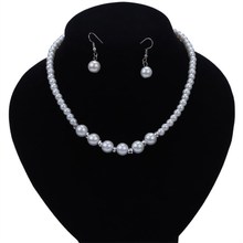 NK117 Fashion Classic Imitation Pearl Silver Plated Clear Crystal Elegant Party Gift Necklace Bride Suit Wholesale Jewelry Sets 2024 - buy cheap