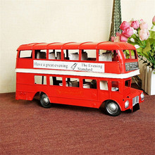 Frete grátis-modelo de ônibus de metal retrô com dupla camada de 28x8x13cm, modelo vintage de ônibus de londres, festa criativa, presente, decoração para casa/pub/loja 2024 - compre barato