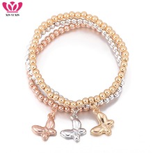 3Pcs Trendy Alloy Cute Butterfly Charms Bracelets Mix Colors Shining Beads Chain Bracelet For Women Party Fashion Jewelry Gifts 2024 - buy cheap