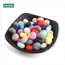 Bopoobo 30PC Silicone Beads Round Lentil Teether Beads BPA Free Baby Girl DIY pacifier chain Toy Baby Teething Food Grade Bead 2024 - buy cheap