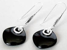 Long S925 simple Sterling  Earrings FASHION 925  BLACK Natural Stone EARRINGS 14/5Women Party, Party, Luxury Dubai 2024 - buy cheap