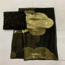 Tecido de seda africano de metal, venda quente de alta qualidade, tecido de seda africano de 5 jardas e 2 jardas, para roupas de festa femininas lxf625 2024 - compre barato