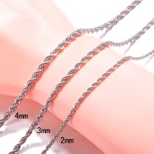 Top Quality 2/3/4MM Silver Rope Chain Necklace Women Men Chokers Necklaces 16/18/20/22/24/26/28/30 Inch Pendant Findings 2024 - buy cheap