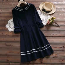 Mori vestido de algodão de manga longa feminino, vestido para meninas primavera 2019 estilo preppy gola de marinha 2024 - compre barato