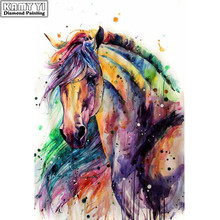 DIY 5D Full Round Diamond Embroidery Colorful Horse Diamond Painting Oil Cross-stitch Rhinestone Mosaic Decor New Year Gifts 2024 - buy cheap