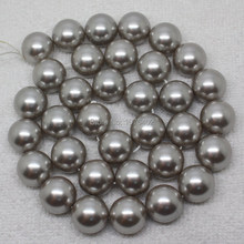 Perlas de concha gris y plateada para collar, espaciador redondo, hilo de cuentas sueltas de 15 pulgadas, 12mm, 34 Uds., venta al por mayor 2024 - compra barato