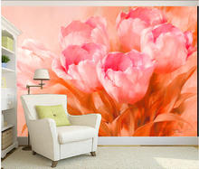 Custom 3 d flower wall murals wallpaper, tulip canvas for the sitting room the bedroom TV wall waterproof vinyl papel DE parede 2024 - buy cheap