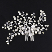 New Silver Color Pearl Hair Accessories Women Wedding Bridal Tiara Hair Combs Clip Crystal Leaves Hairbands Wedding Hair Jewelry 2024 - buy cheap