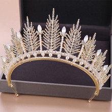 Tiaras de coroa feita à mão dourado/prata forseven, acessório de joia de cabelo com strass, para casamento feminino 2024 - compre barato