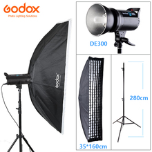 Godox DE300 300W/300WS foto estudio linterna luz estroboscópica iluminación Kit + 35x160cm, rejilla Softbox con Bowens en + 2,8 M soporte de la luz 2024 - compra barato