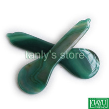 2pieces/lot Traditional Massage Tool Guasha beauty face Board Natural Green Agate Stone (spoon shape) 2024 - buy cheap