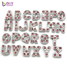 10PCS/lot Crystal Rhinestones Red A-Z Alphabet Letter Floating Charms Initial For Floating Locket DIY Charms LSFC114 2024 - buy cheap