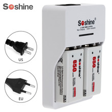 Soshine-cargador rápido de batería de 9V, 2 piezas, 650 mah, 9V, batería recargable de iones de litio 2024 - compra barato