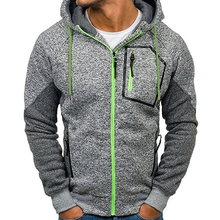 Hombres Fleece caliente Hoodies Otoño Invierno bolsillo cremallera del remiendo sudadera chaqueta con capucha masculina 2018 Casual escudo manga larga delgada 2024 - compra barato