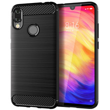 Capa armadura de fibra de carbono para xiaomi redmi, capa protetora macia de silicone à prova de choque para redmi note 7 2024 - compre barato